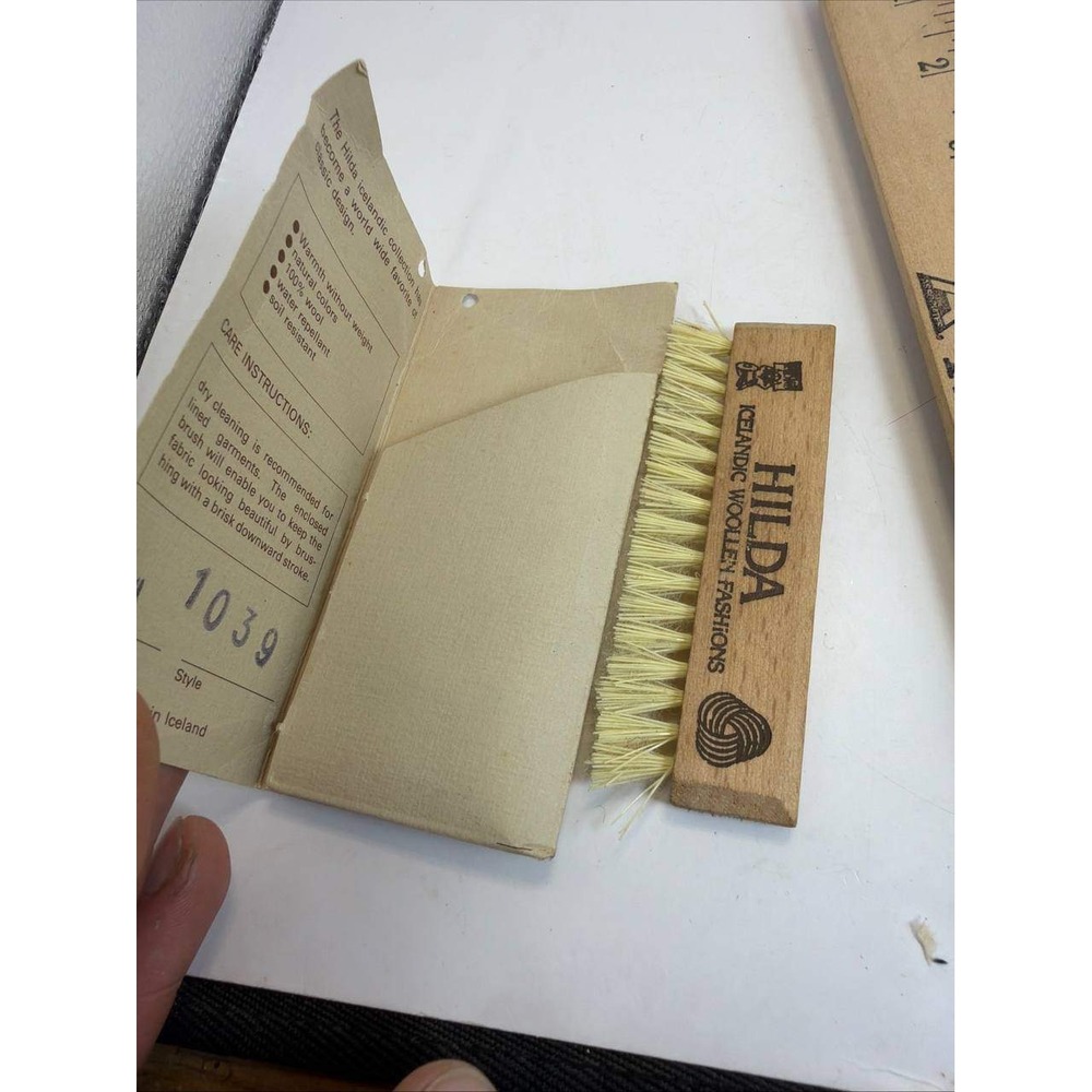 Vintage Hilda of Iceland Wool Garment Brush with Original Care Sleeve 1039 Wood